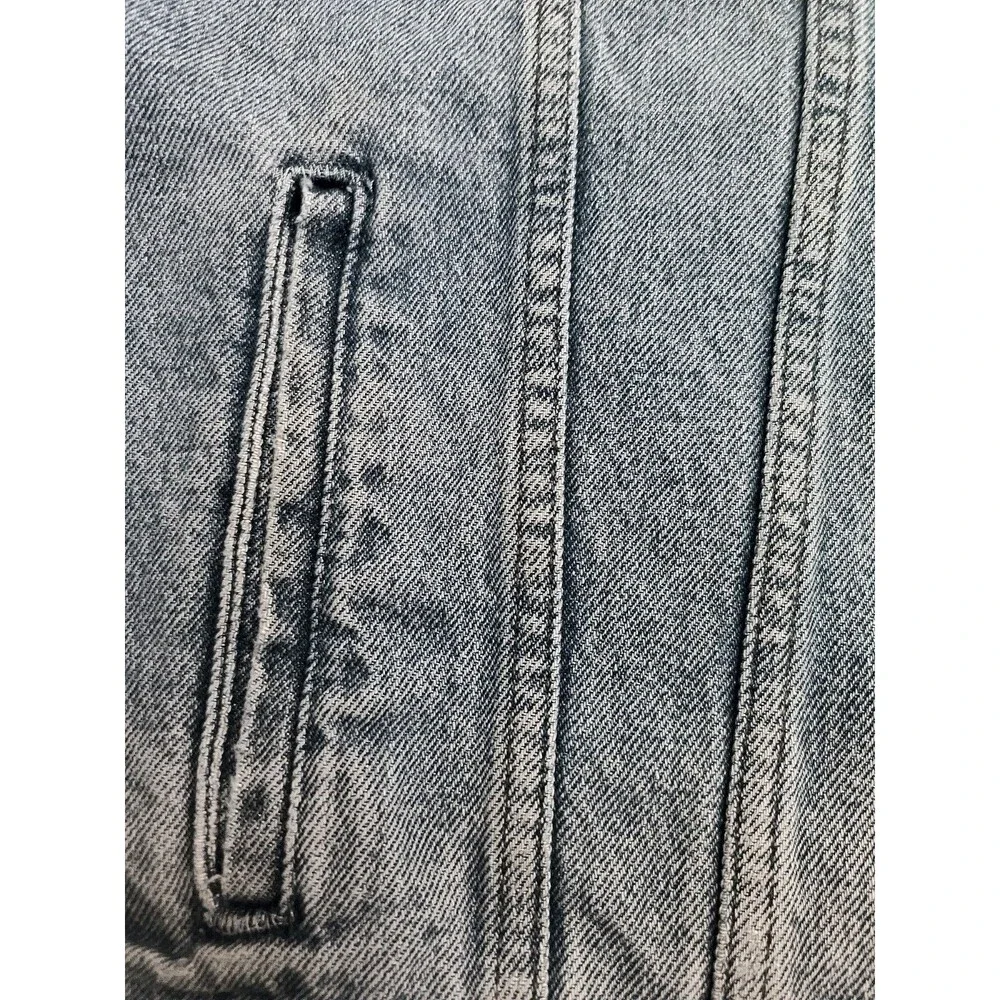 Vintage Harley Davidson Blue Jean Denim Vest Jacket Embroidered Logo Back XL